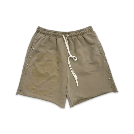 Saint Vanity Terry Studded Logo Shorts “Sand”