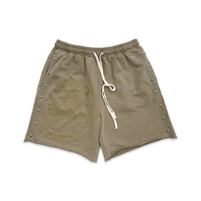 s2_c6d72a13-e682-40db-abba-f93a0cc4e904 Saint Vanity Terry Studded Logo Shorts “Sand”